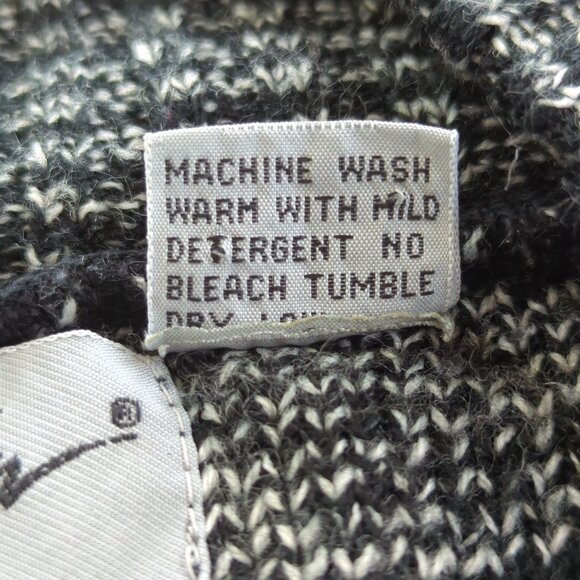 Vintage Zeppelin Sweater L Black Gray Abstract Geometric Knit Pullover 80s 90s - Picture 7 of 15